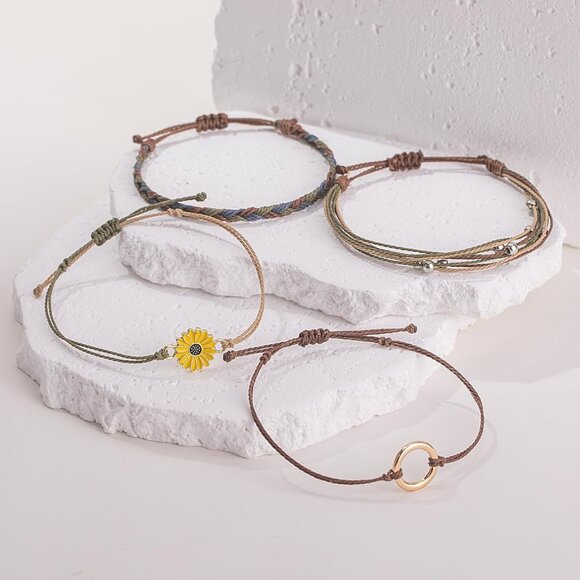 Sunflower String Bracelet Boho Rope Wrap Jewelry for Women Summer Beach Gift - Picture 5 of 7